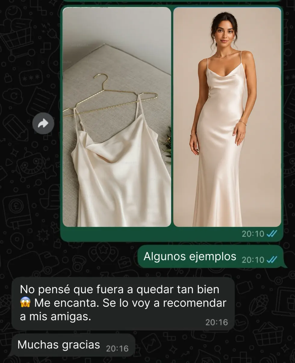 Resultado real — clientas comprando vía WhatsApp con moda.ia
